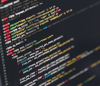 Generic stock photo of code on a laptop screen