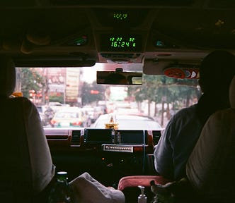 Driving in a car in Thailand