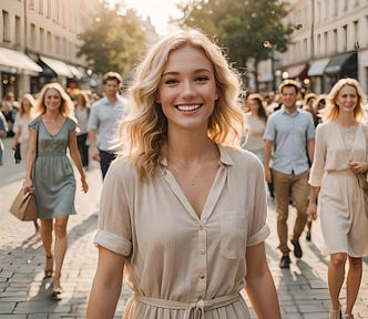 Britni Pepper leads a crowd of writers down a main street into a bright new world of moving to Substack