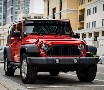 The big ass jeep that Wendy & Jim buy at the dealership.