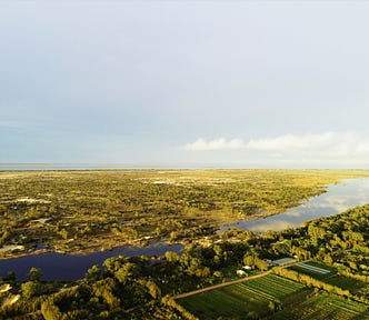 A beautiful bird’s eye view of a sweeping river.