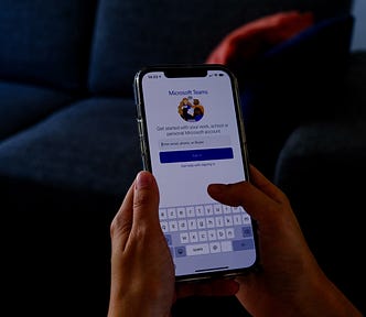 Person using Microsoft Teams on an iPhone
