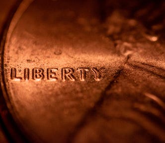 close up of an American penny