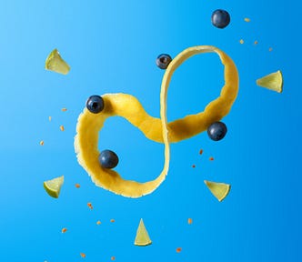 Infinity symbol shape with blueberries