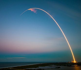 a rocket being boosted into space