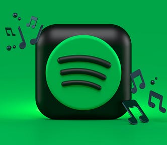 A digital image of the Spotify app logo alongside notes