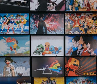 A montage of anime