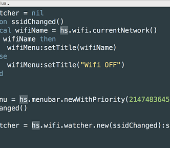 A Hammerspoon script that shows the Wi-Fi name on the menu bar
