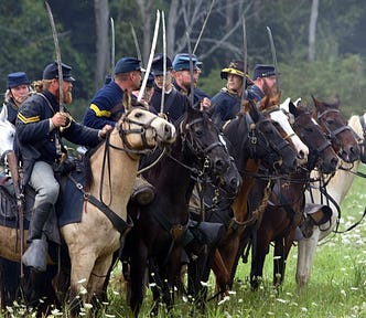 Union Soldiers in line prepared for battle