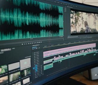 widescreen computer showing editing software