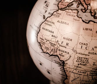 A picture of a globe depicting the map of Africa