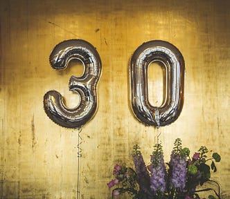 Balloons of the number 30