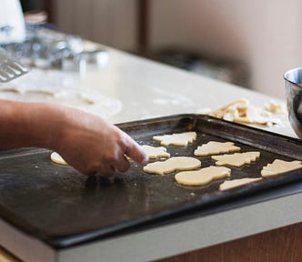 Hand baking Christmas cookies