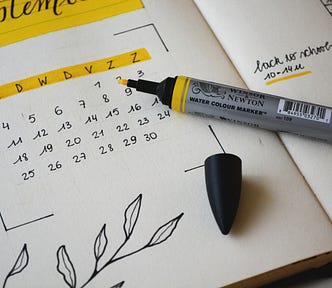 calendar with a yellow highlighter