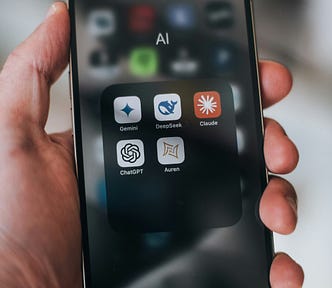 A folder of AI apps on an iPhone.