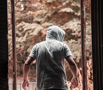 dishonest looking guy, leaving an open area
