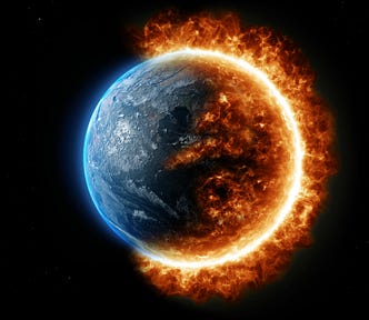 burning globe of the world