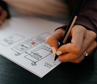 UX designer is working on wireframes