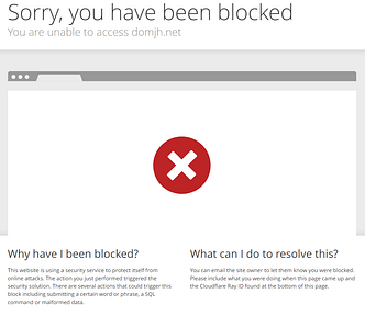 Picture of Cloudflare firewall blocking a webpage.