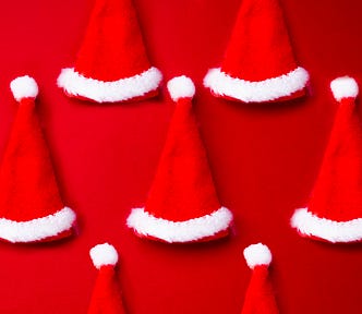 several Santa hats
