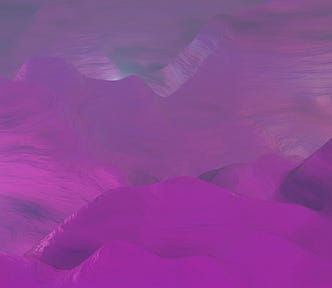 An alien environment with purple mountains and purple skies