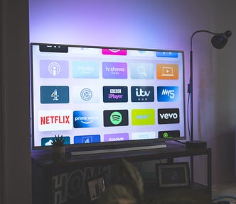 TV showing a bunch of streaming app icons