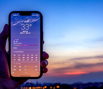 Weather app opened on iPhone 13