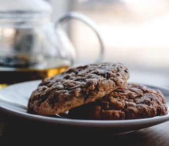 Two cookies on a plate