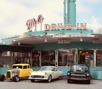 The diner that Dr. Marx and Mr. Felix stop at while waiting for the driver to come and bring them to the airport.