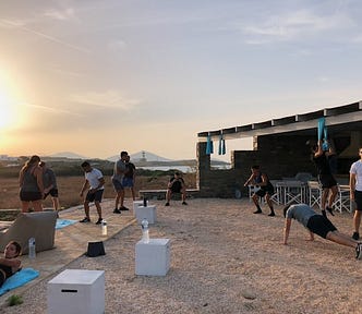 A few guys training outside