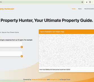 A GIF showcasing “Property Hunter” website’s chatbot