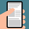 GIF: an animated thumb scrolls endlessly on a phone with gray, blank content.