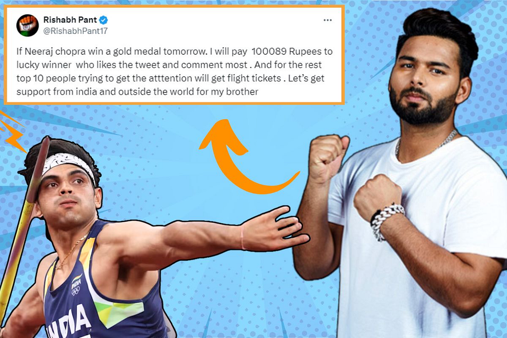 Rishabh Pant Promises ₹1,00,089 Reward for Fans if Neeraj Chopra Wins