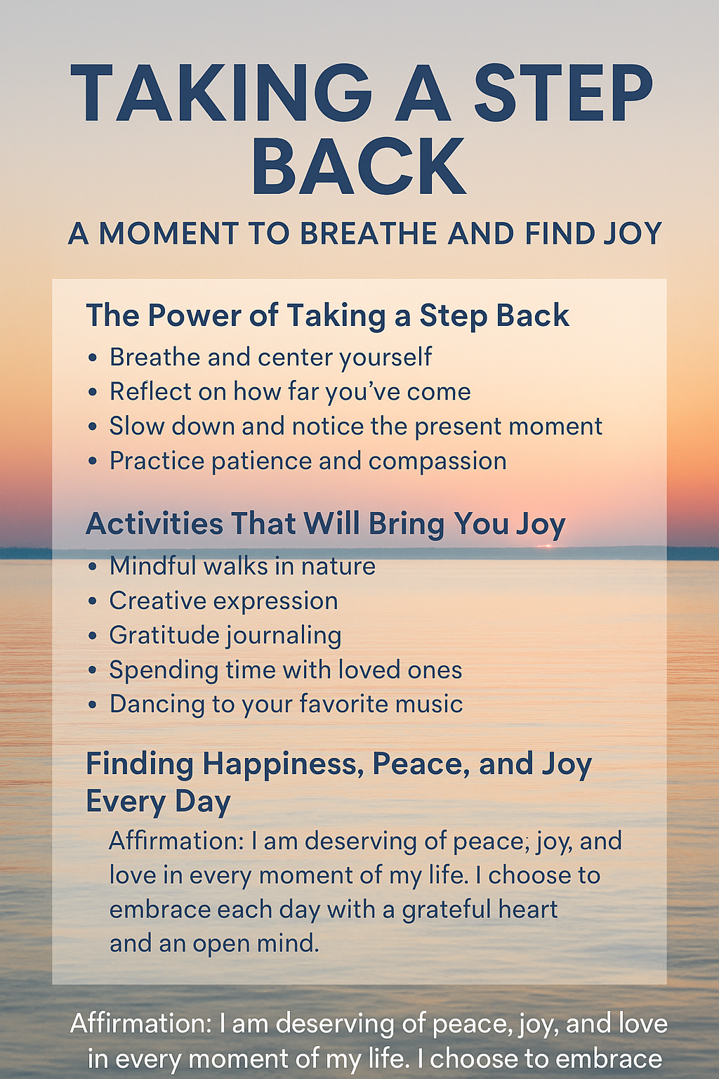Taking a Step Back: A Moment to Breathe and Find Joy | by Awakening The ...