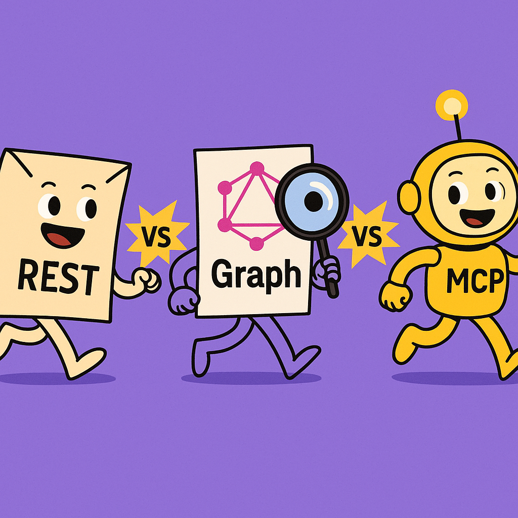 REST vs Graph (GraphQL) vs MCP. Use REST for simple, well-understood ...