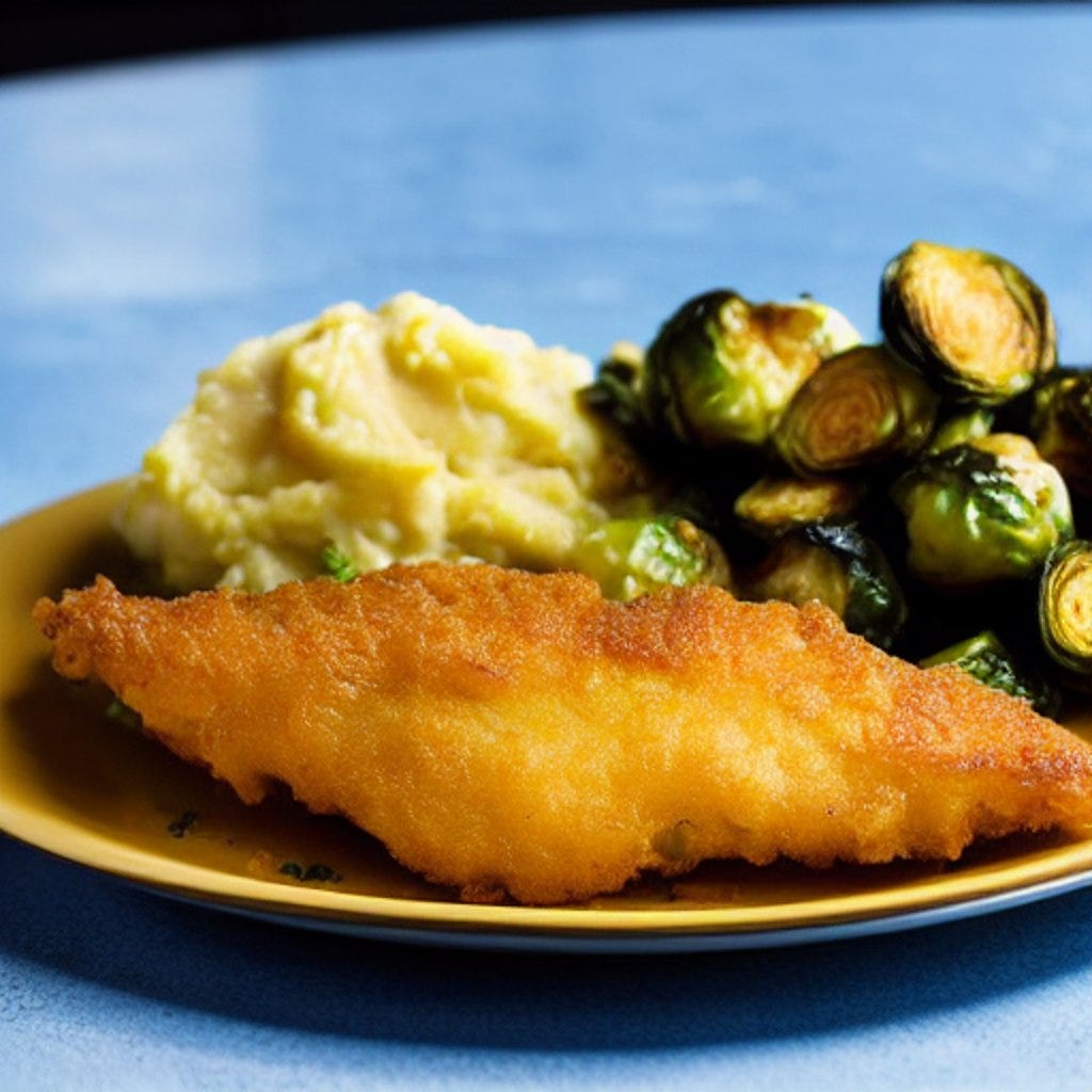 crispy-beer-battered-cod-with-cheesy-garlic-mashed-potatoes-and-roasted