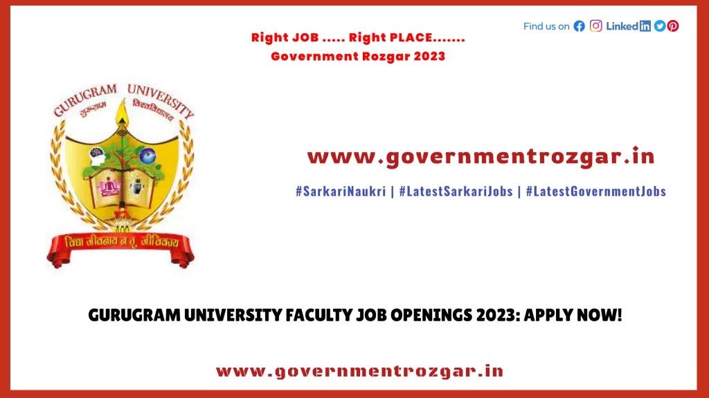 Gurugram University Faculty Job Openings 2023 Apply Now! by