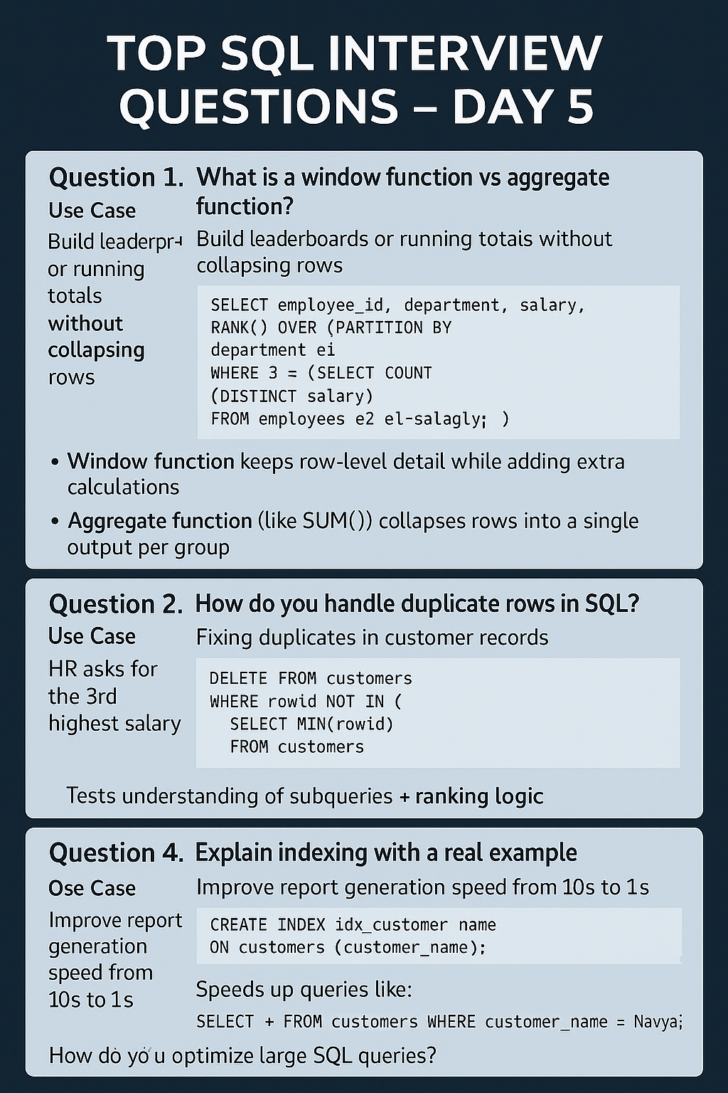 Top SQL Interview Questions — Day 5 | Advanced Queries & Case Studies ...