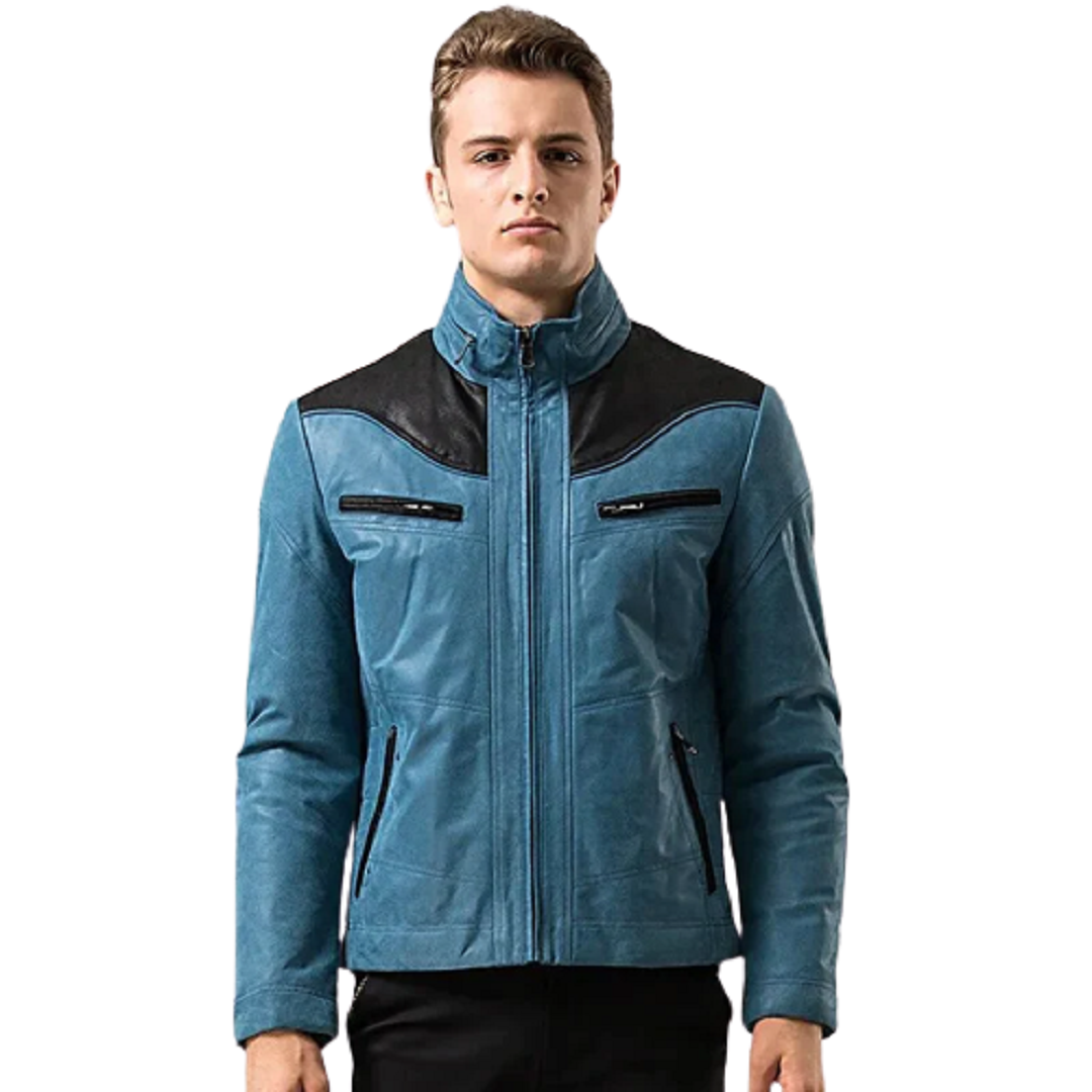 “Elevate Your Style with the Timeless Men’s Blue and Black Leather