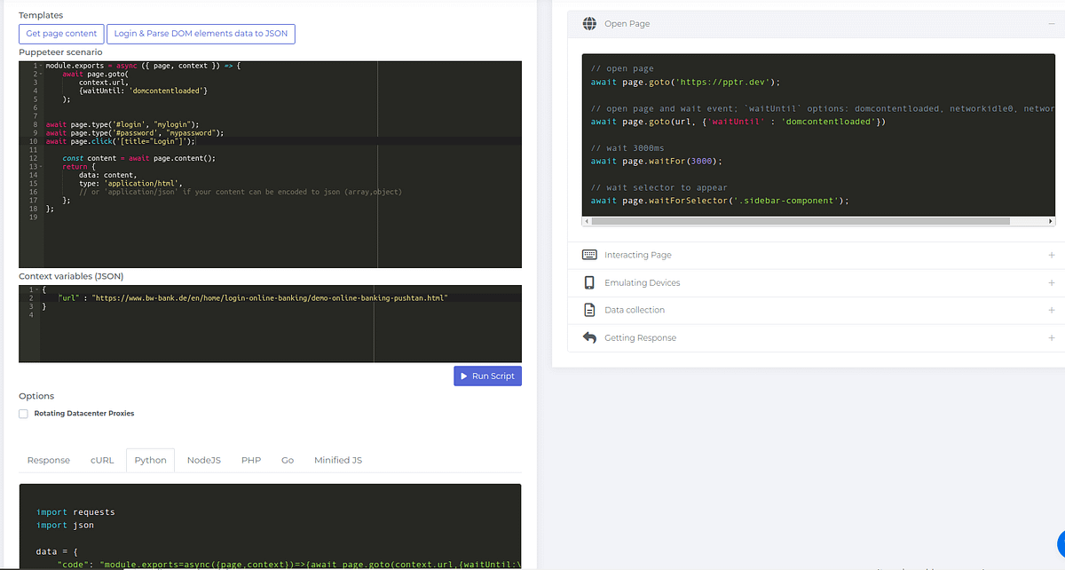 Online Javascript scenario builder for advanced web scraping | by Oleg ...