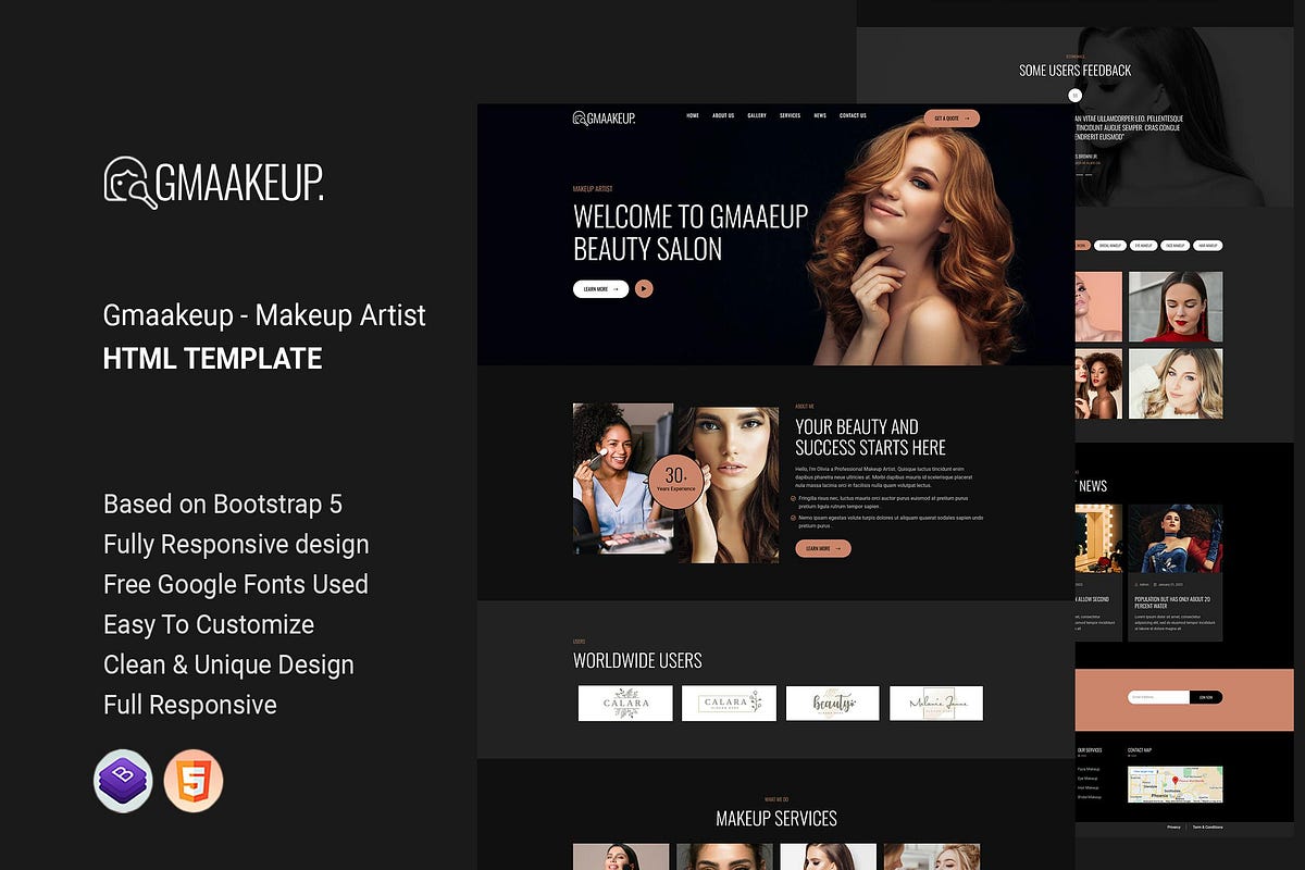 Gmaakeup — Makeup Artist HTML Template (Site Templates Web Templates ...