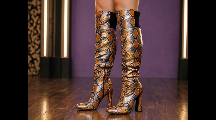 snakeskin knee high boots outfit