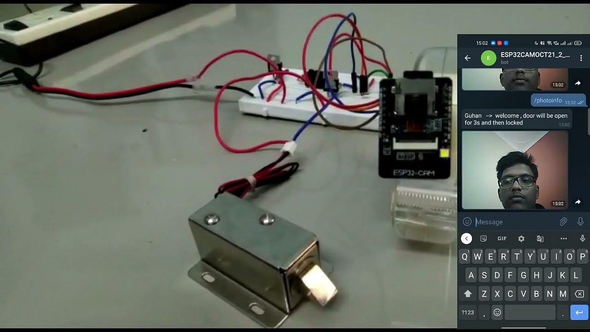 Smart Door Lock System using esp32cam and Telegram chatbot by Guhan
