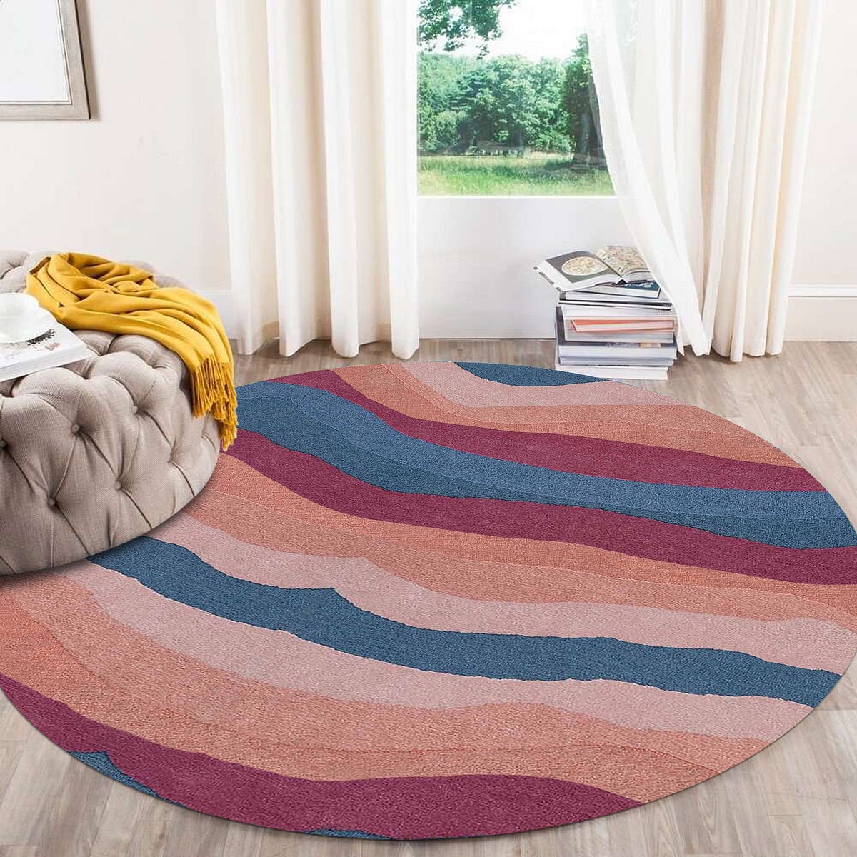Wool Rug 6X6, Handmade Carpet, Area Rug, Living room, Bedroom, Tufted ...