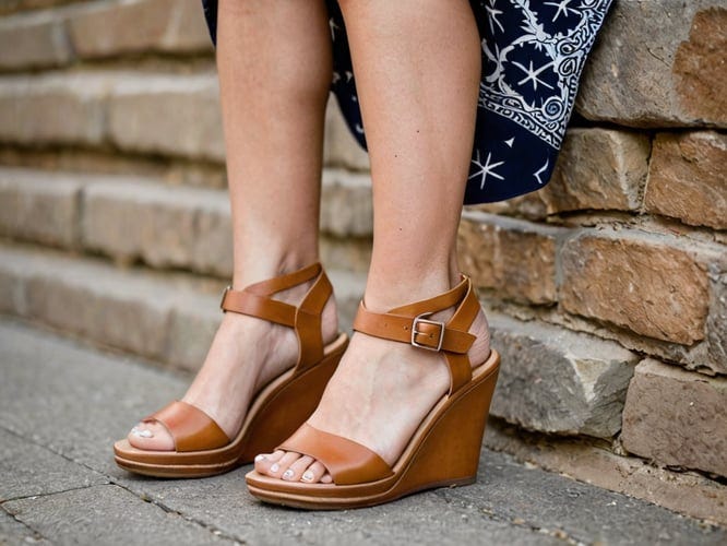 tan high wedges