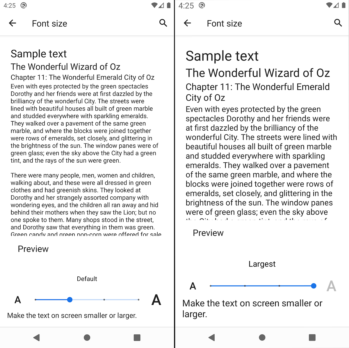 Designing accessible text for Android: variable font and screen