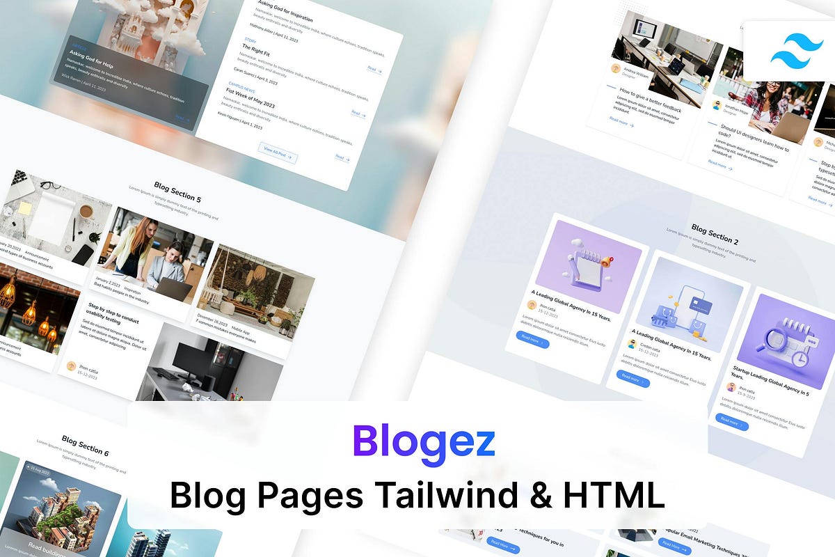 Blogez — Blog Pages Tailwind CSS 3 HTML Template (Site Templates Web ...
