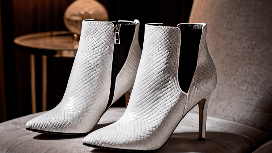 snakeskin white booties