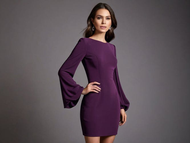 Dark Purple Dresses With Sleeves 