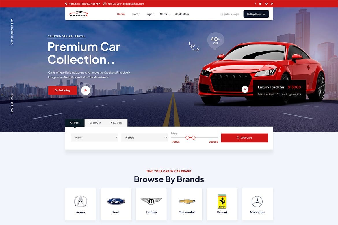 Motorx — Car Dealer & Listing HTML Template | by Svginnovator | Jun ...